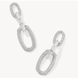 NWT! NEW IN BOX Kendra Scott Emery Silver Statement Earrings in White Crystal